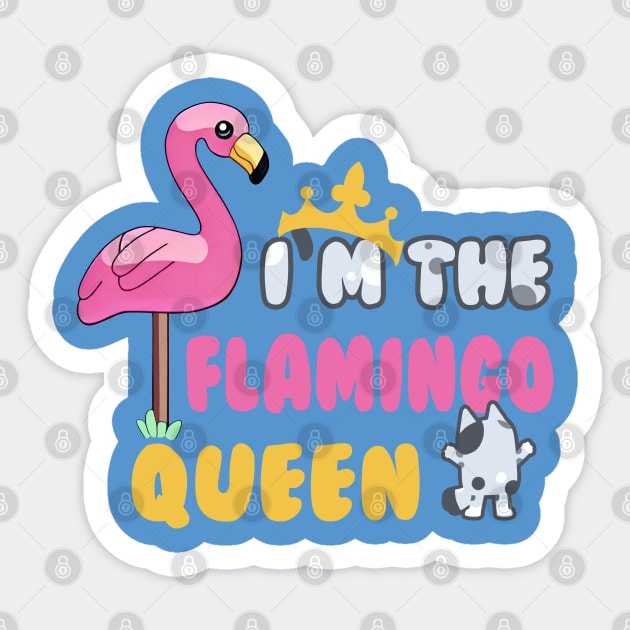 The Flamingo Queen Sticker by Karl Doodling